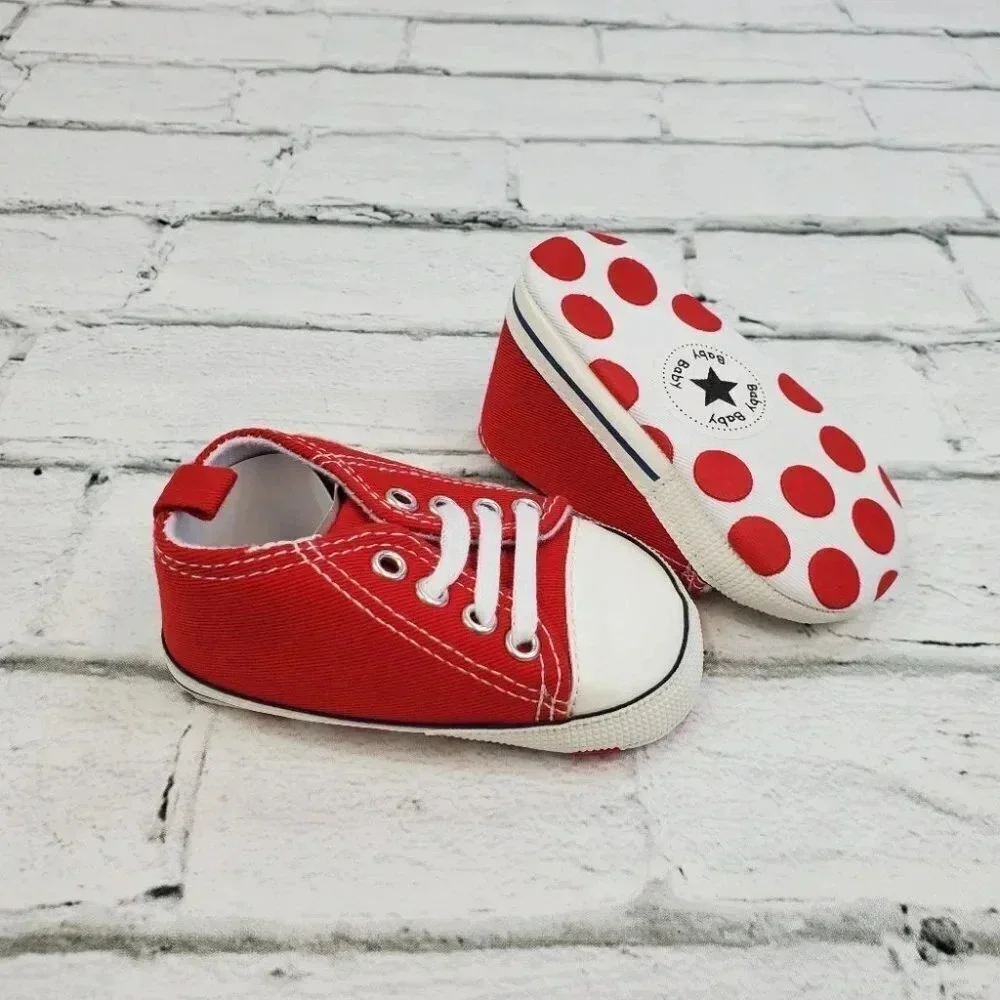 Infant Size 6 Red Soft Sole Baby Shoes, Baby sneakers for girls or boys